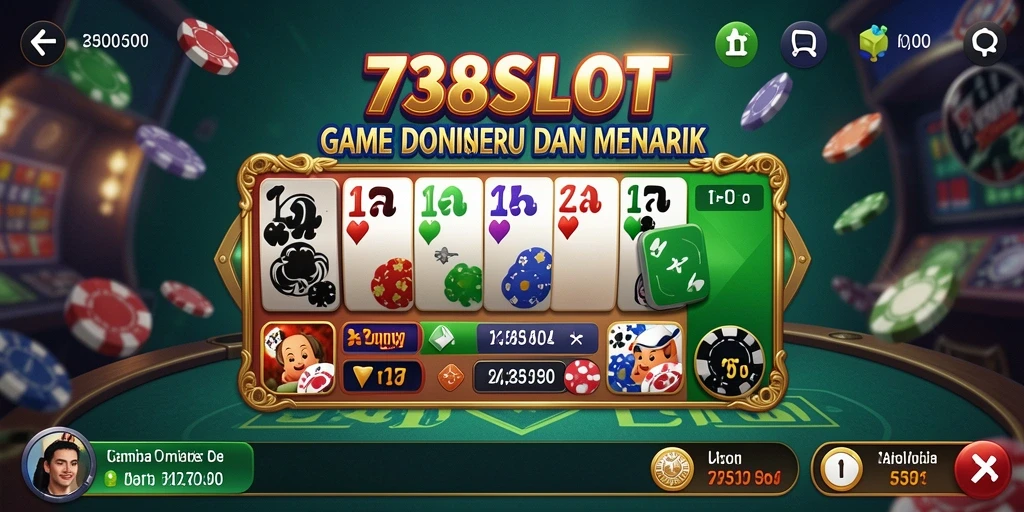 Tampilan gameplay seru dari 738SLOT yang menggambarkan suasana permainan Domino.