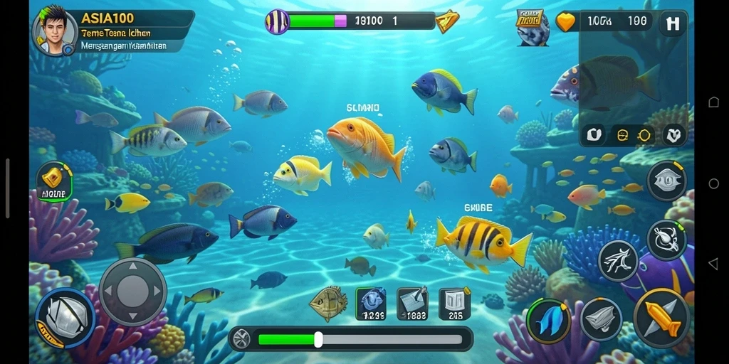 Screenshot utama menampilkan gameplay seru Tembak Ikan di ASIA100.