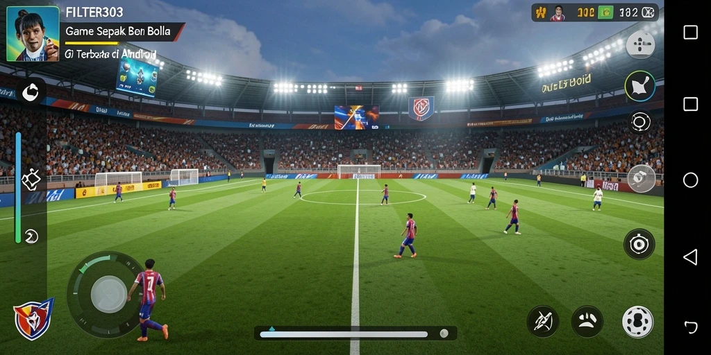 Tampilan gameplay menarik dari FILTER303 dengan atmosfer sepak bola yang mendebarkan.