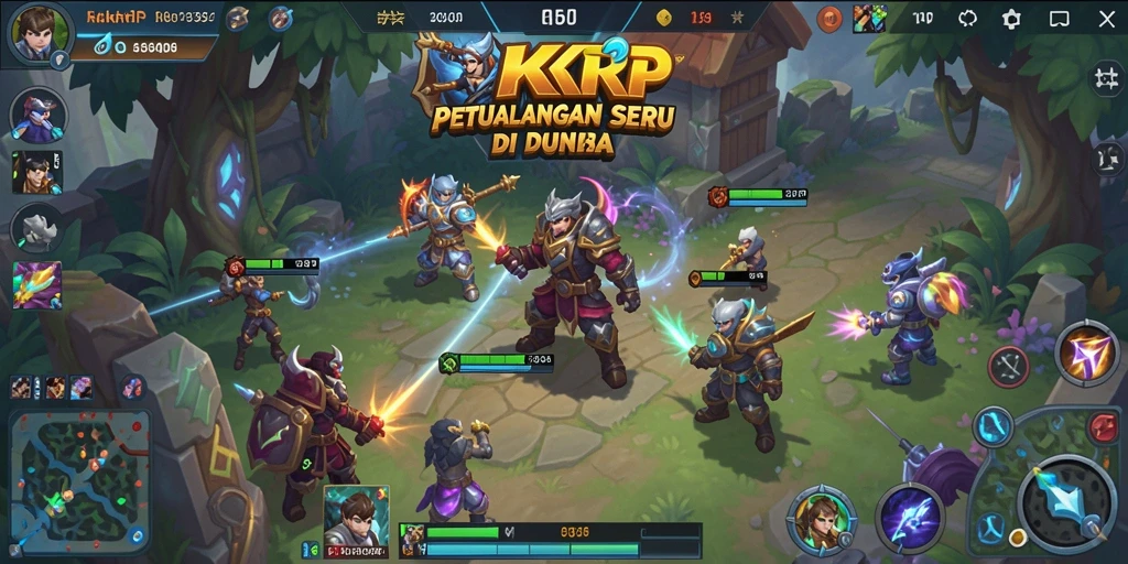 Tampilan gameplay seru di arena pertempuran MOBA.