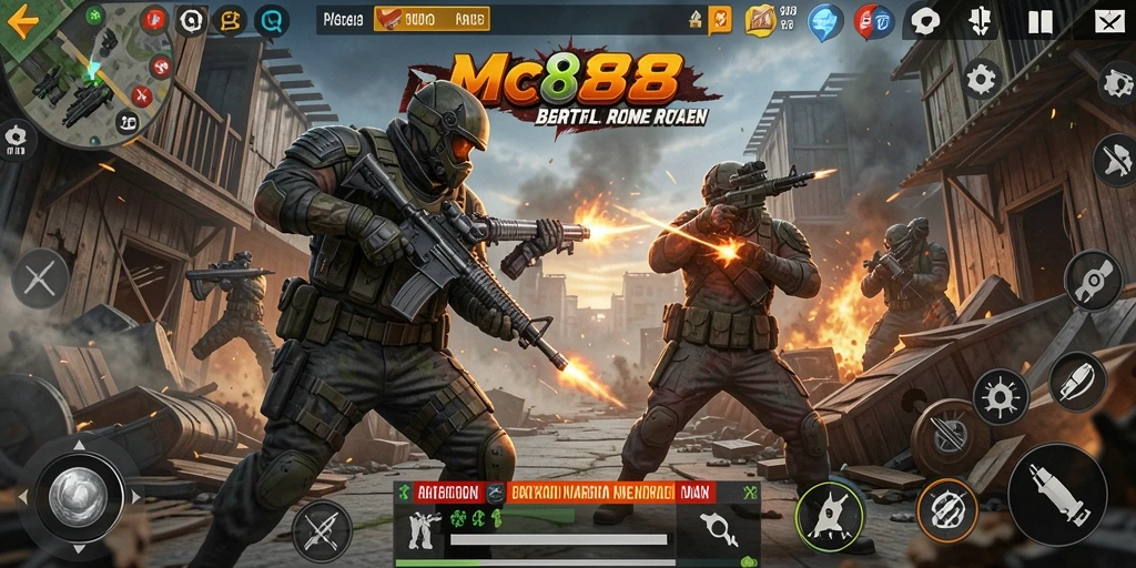 Tangkapan layar gameplay Battle Royale yang mendebarkan dan penuh aksi di MC888.