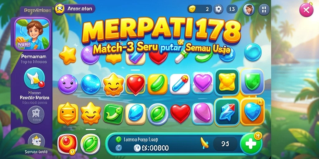 Tampilan gameplay MERPATI178 yang seru dengan grafis Match-3.