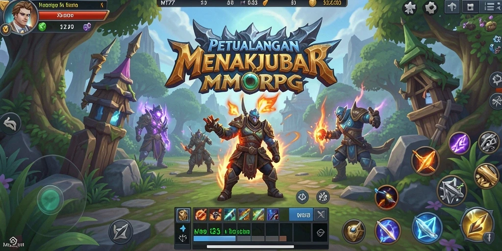 Tampilan screenshot utama MT777 yang menampilkan petualangan MMORPG yang seru.