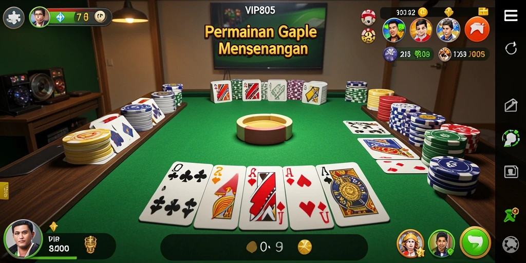 Tampilan gameplay Gaple di VIP805 yang menarik dan interaktif.